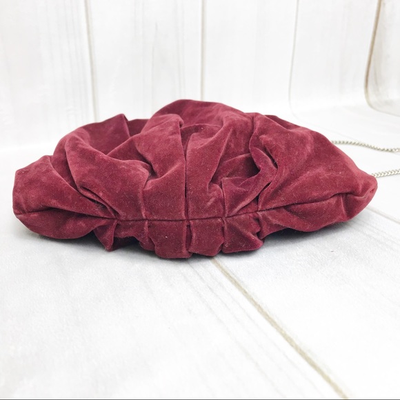 Vintage Maroon Velvet Purse Boho Bag Carpetbags - Picture 6 of 8